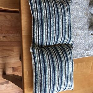 Two Pier 1 square multi color beaded pillows